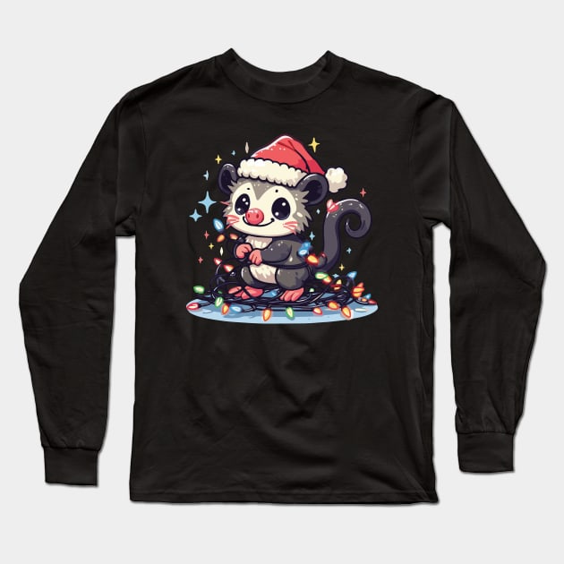 Cute Christmas Possum Long Sleeve T-Shirt by Heartsake